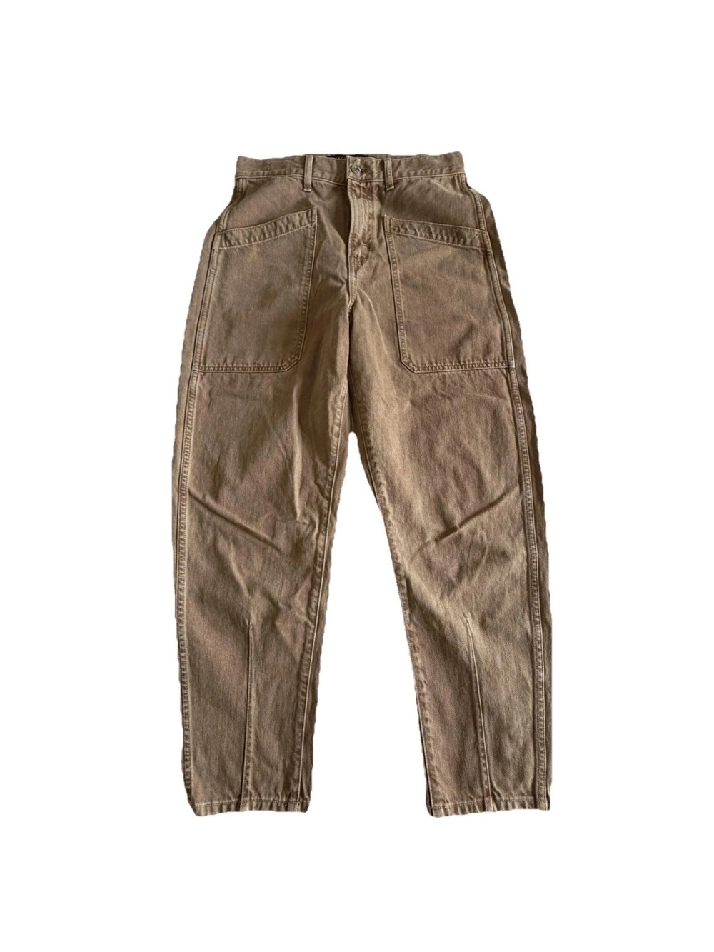 Veronica Beard Jeans Womens 28 Tan Sierra Wash Charlie Barrel Leg High Rise USA